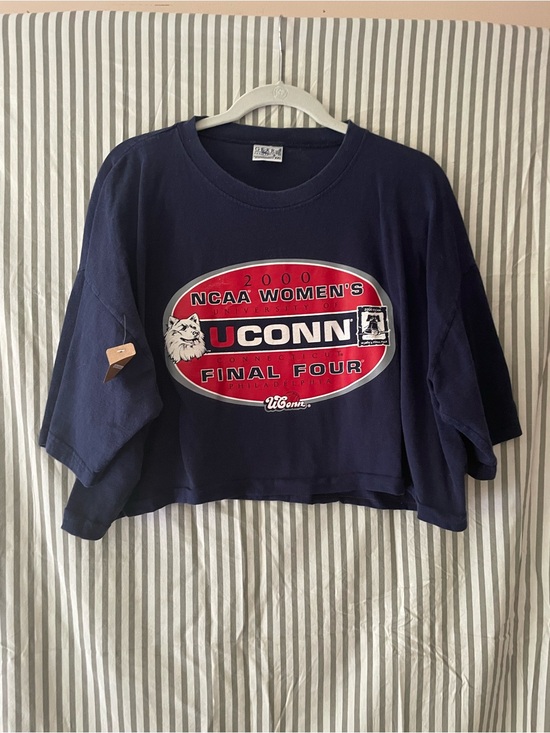 Gear For Sports Tops - Vintage UConn Husky’s Navy Crewneck Crop Top